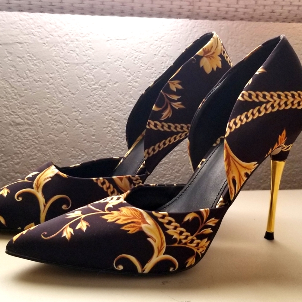 Black and Gold Stiletto Heels